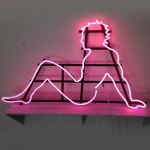Reclining Right Sitting Naked Man Pink
