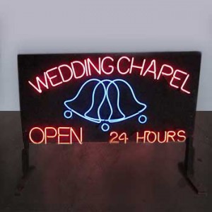 WEDDING CHAPEL OPEN 24 HOURS with animated bell