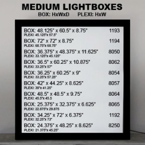 Light Boxes Light Box 1193 1194 8050 8062 8054 8057 8064 8065 1192 8250