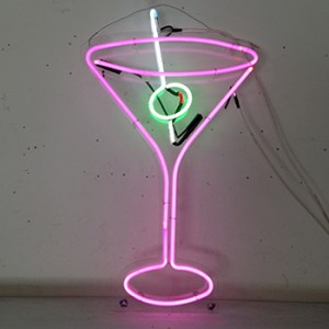Pink Martini Glass with Olive