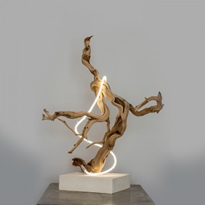 wood neon art spike thorn sculpture free standing freestanding gallery centerpiece center piece museum