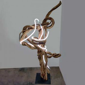 wood grape vine art chandelier gallery museum freestanding free standing center piece centerpiece