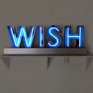 WISH channel letters with blue neon