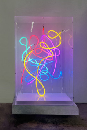 abstract shapes art gallery neon sculpture