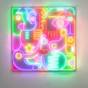 rainbow art lumen lumiere graphic panel kiss heart shapes abstract